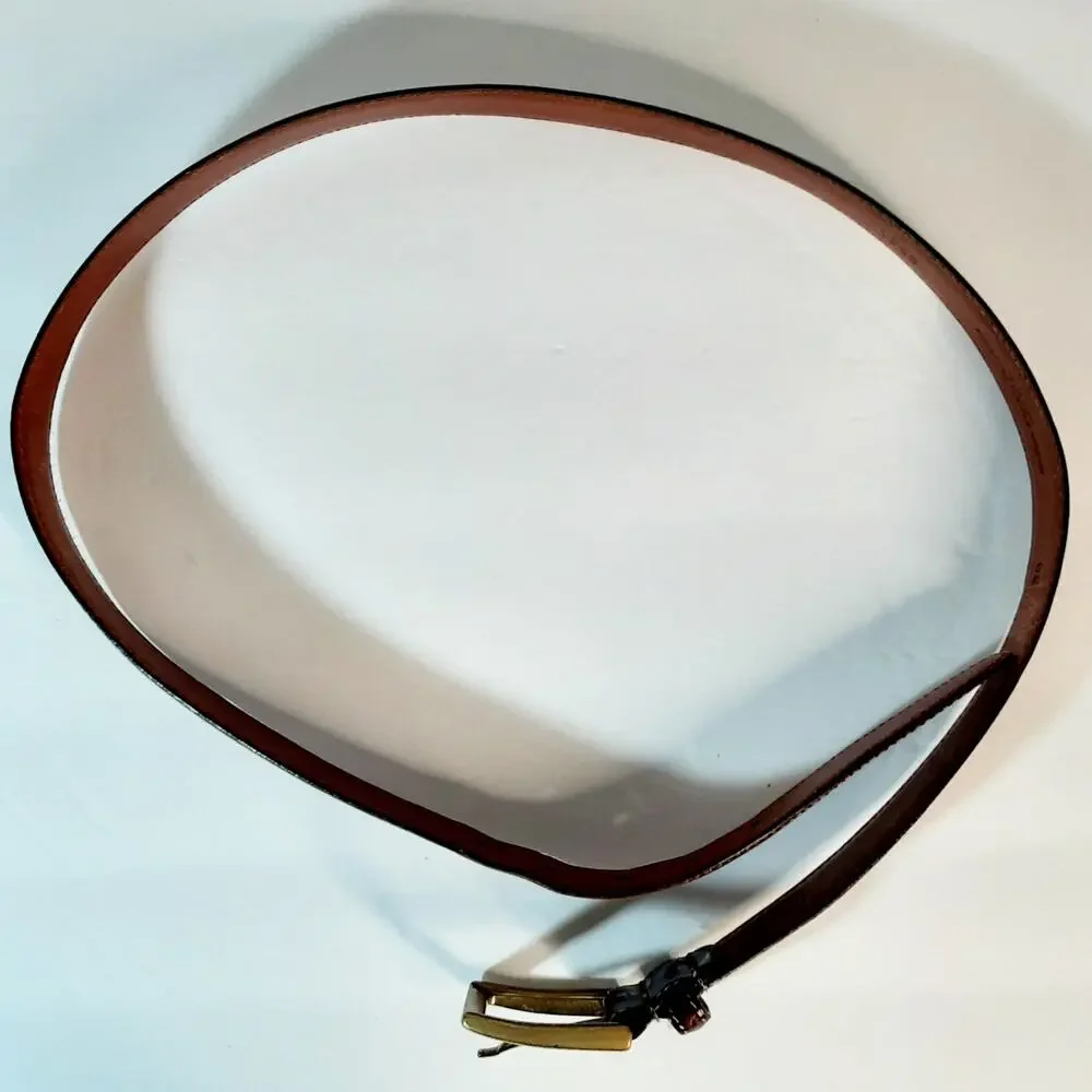 Torino Mens Anilline Kipskin Shoulders USA Brown Leather Belt Size 34 Vintage